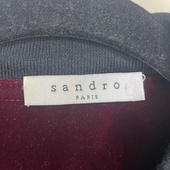 NWOT SANDRO Paris Ventura Cranberry Red Velvet Bomber Jacket - Picture 11 of 14